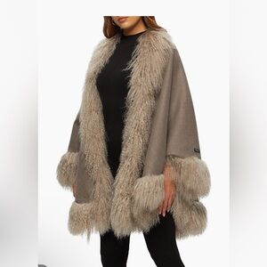 Gorski Loro PLANA WOOL & CASHMERE CAPE WITH MONGOLIAN LAME TRIM
